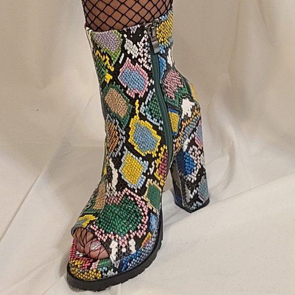 Multi-colored Peep Toe Boot - Picture 10 of 15